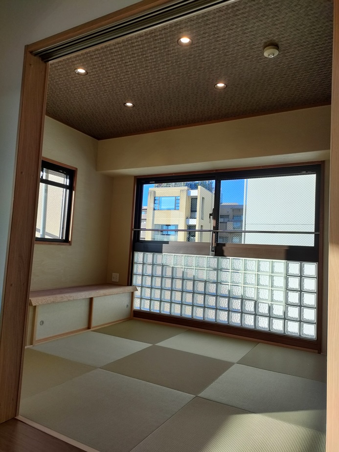 大阪市天王寺区でマンションのリノベーションとリフォームと空気触媒セルフィールの現場で落ち着いたおしゃれな和室の施工後